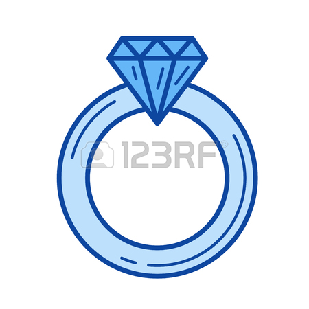 450x450 Engagement Ring Line Icon Isolated On White Background. Proposal
