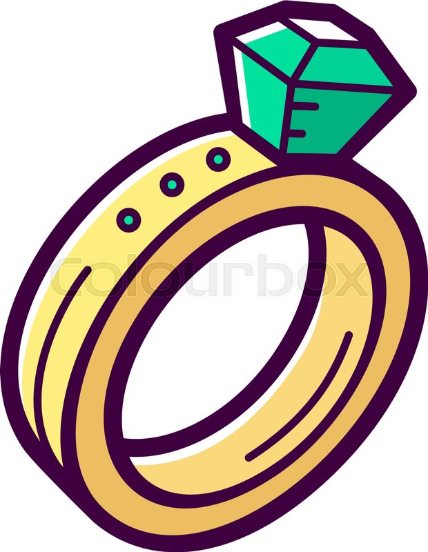 620x800 Golden Engagement Ring With Big Emerald Isolated On White