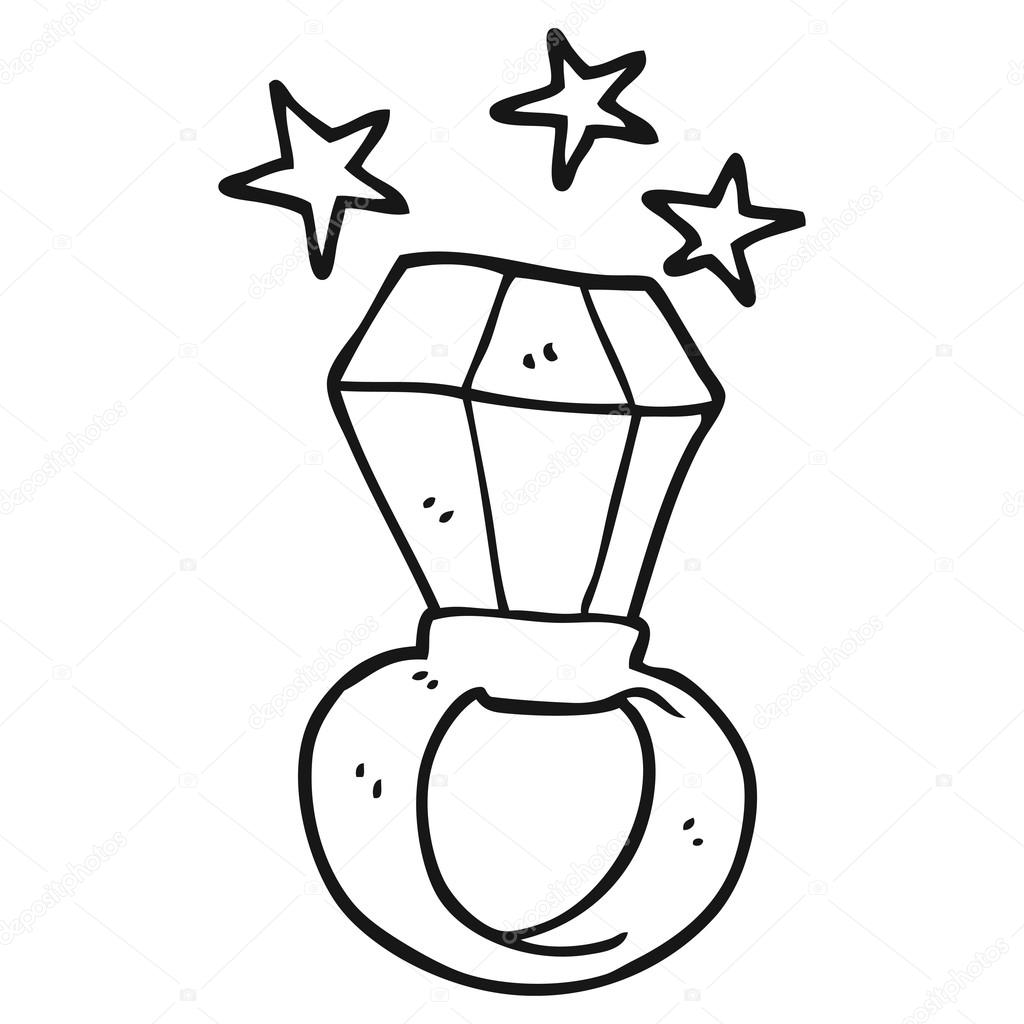 1024x1024 Black And White Cartoon Huge Engagement Ring Stock Vector