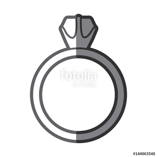 500x500 Grayscale Silhouette Of Diamond Ring Vector Illustration Stock