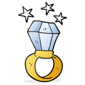 300x300 Freehand Drawn Black And White Cartoon Diamond Engagement Ring