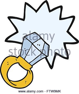 300x356 Freehand Drawn Retro Cartoon Diamond Engagement Ring Stock Vector