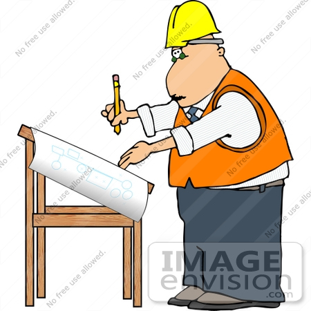450x450 Project Engineer Architect Man Working On Blueprints Clipart