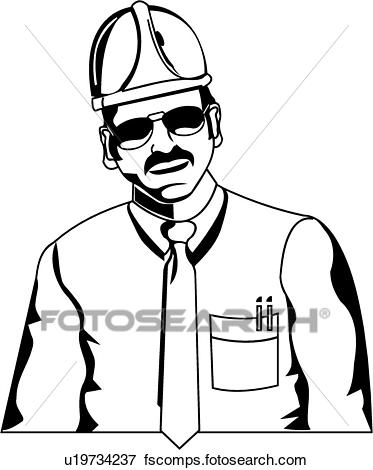 373x470 Clip Art Of Engineer U19734237