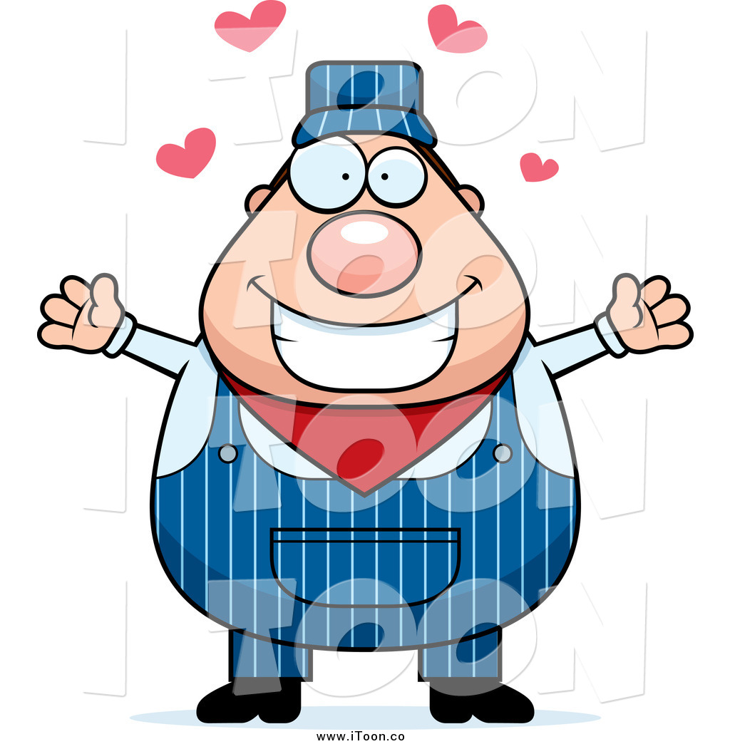 1024x1044 Royalty Free Cartoon Of A Loving Pudgy Male Train Engineer