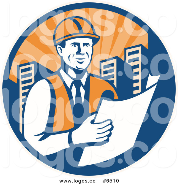 600x620 Royalty Free Clip Art Vector Logo Of A Happy Construction Engineer