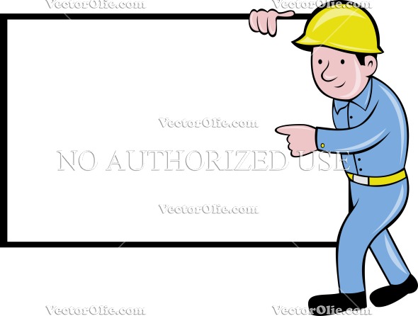 590x446 Safety Engineer Construction Worker Blank Board Royalty Free