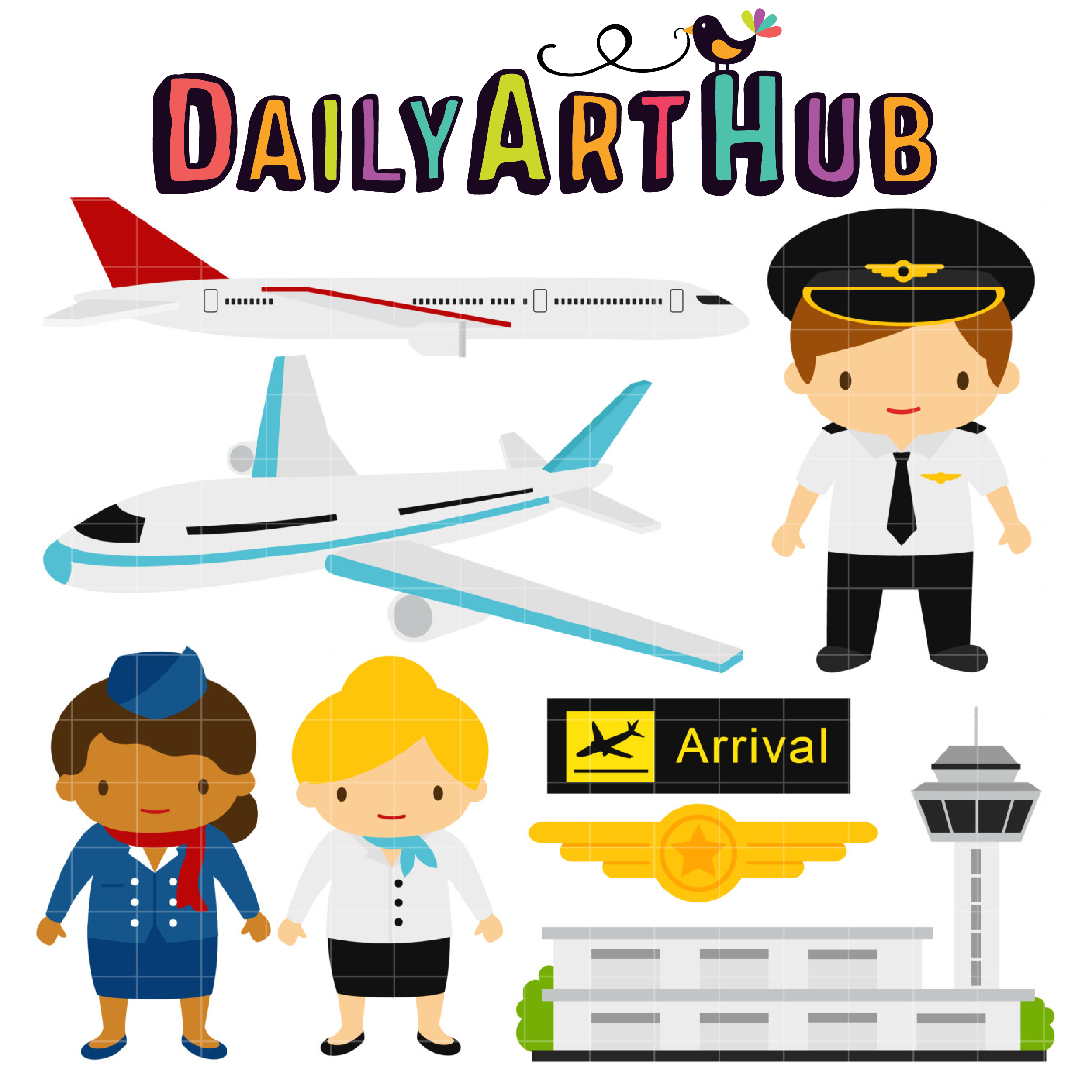 2500x2500 At The Airport Clip Art Set Daily Art Hub
