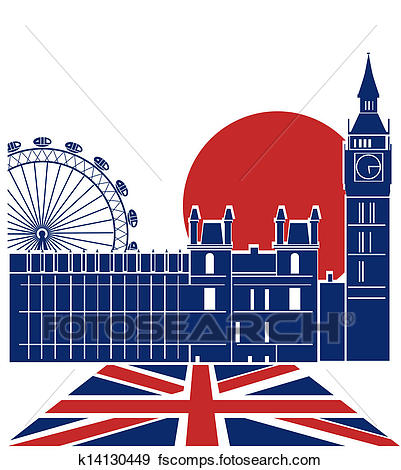 401x470 Clip Art Of London Landmark.vector Background With England Flag