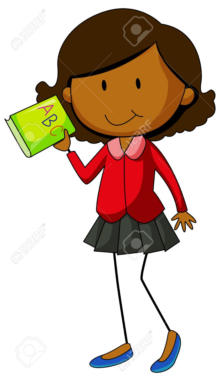 767x1300 Happy Girl Holding An English Book Royalty Free Cliparts, Vectors