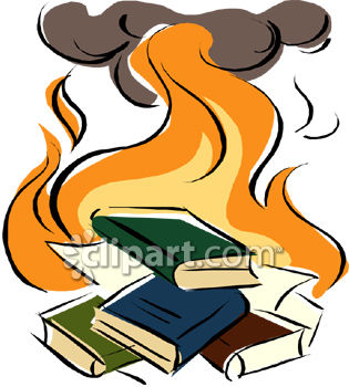 315x350 A Book Burning With Books On Fire