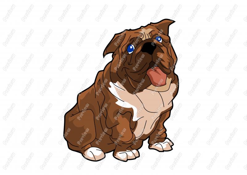 800x567 Friendly Cartoon English Bulldog Character Clip Art