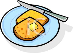 300x219 Cube Of Butter On A Toasted English Muffin Clip Art Image