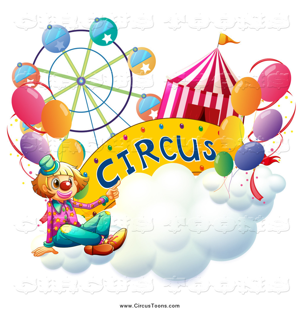1024x1044 Circus Clipart Of A Clown And Entertainment Items On A Cloud By
