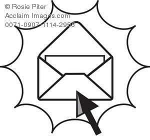 300x280 Clip Art Illustration Of A Black And White Open Email Icon
