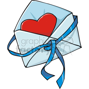 300x300 Royalty Free An Envelope With A Single Heart Wrapped With Ribbon