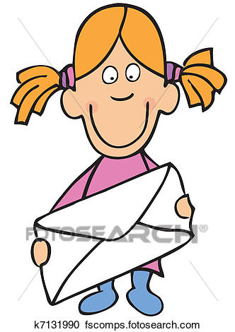 332x470 Clipart Of Funny Girl With Envelope K7131990