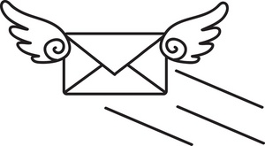 300x165 Email Clipart Image A Black And White