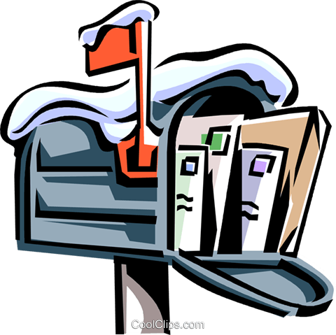 480x479 Mailbox Covered In Snow With Envelopes Royalty Free Vector Clip