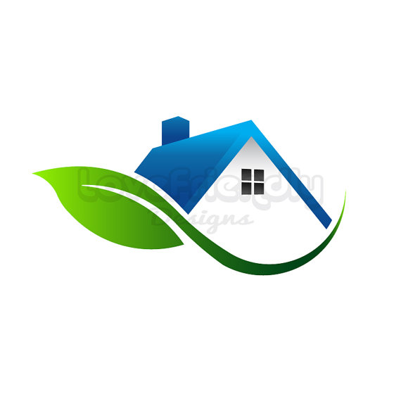 570x570 House With Leaf Logo Clip Art. Concept For An Environment Friendly