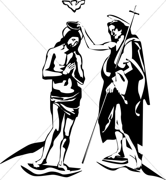 566x612 Jesus And John The Baptist Epiphany Clipart