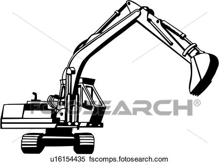 450x338 Clipart Of , Trade, Construction, Excavator, Heavy Equipment