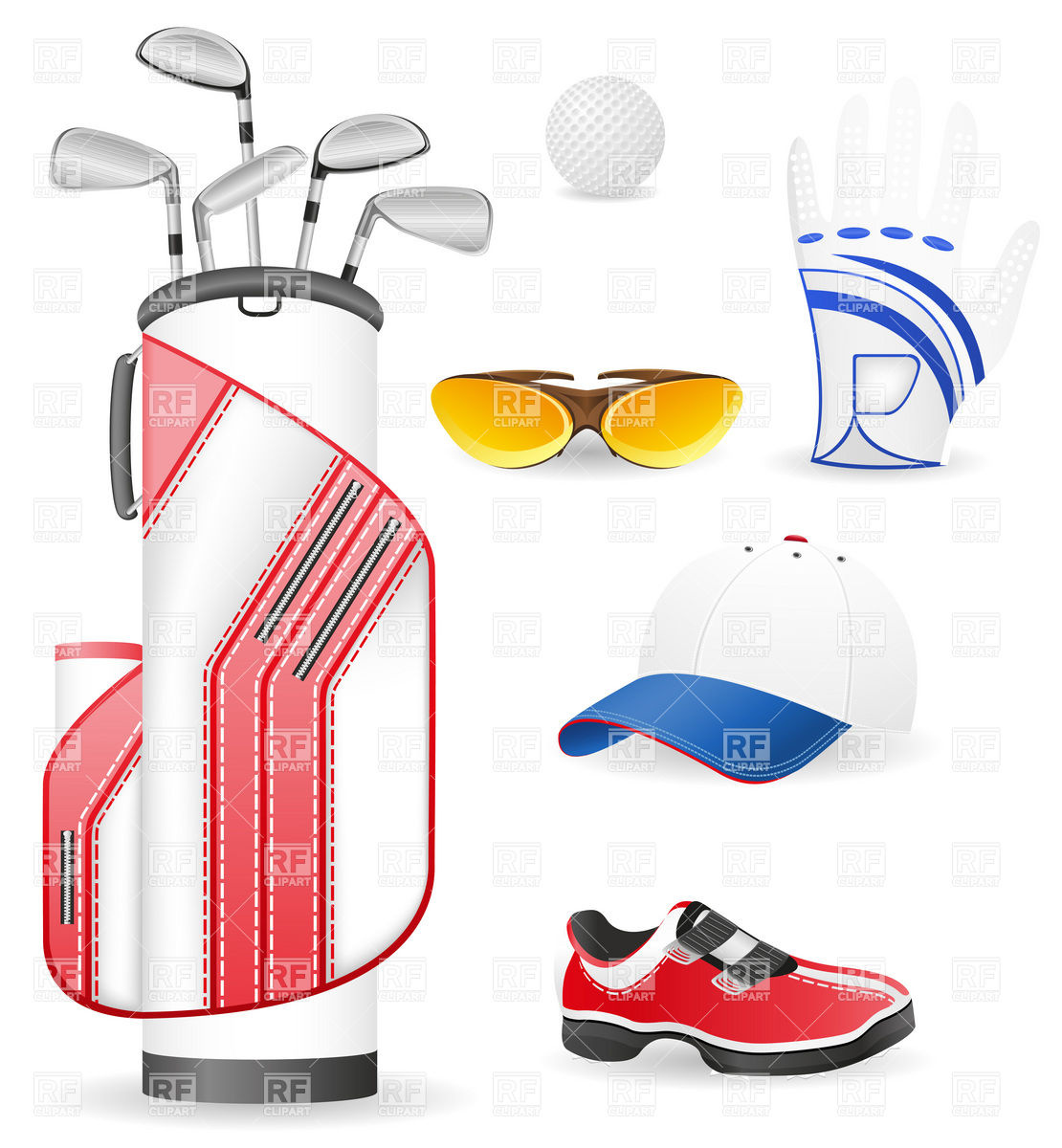 1110x1200 Equipment And Clothing For Golf Royalty Free Vector Clip Art Image