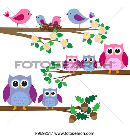 450x470 Clip Art Family Owls In Trees Clipart