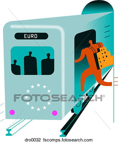 388x470 Clip Art Of Silhouette Of A Man Boarding A Train In Europe Dro0032
