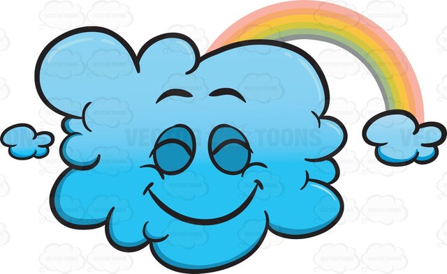 640x393 Happy Cloud With A Rainbow Emoji Cartoon Clipart