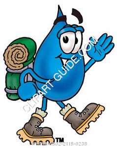 238x300 Cartoon Water Drop Character Hiking Clipart Picture