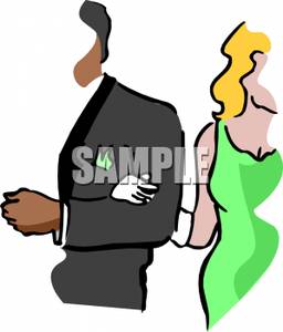 256x300 Art Image A Couple At A Black Tie Event With Their Arms Linked