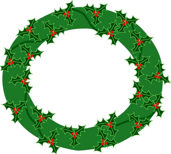 600x542 Evergreen Wreath With Large Holly Clip Art Free Vector In Open