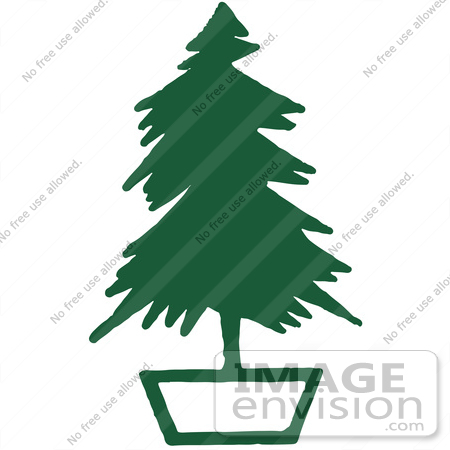 450x450 Clipart Of A Retro Green Potted Live Christmas Tree
