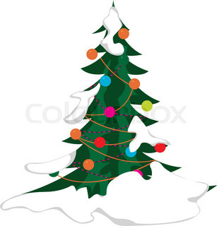 307x320 Evergreen Tree On A White Background Stock Vector Colourbox