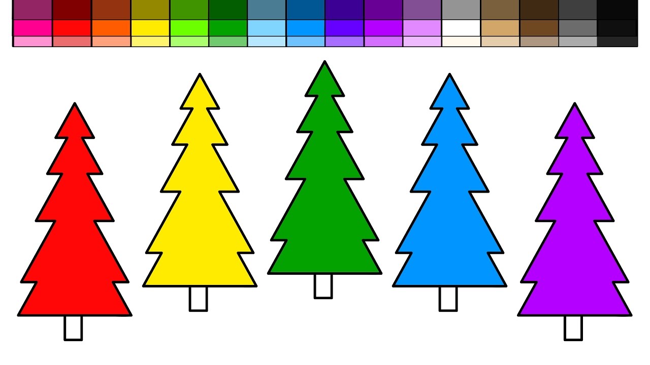 1280x720 Learn Colors For Kids And Color Evergreen Christmas Trees Coloring