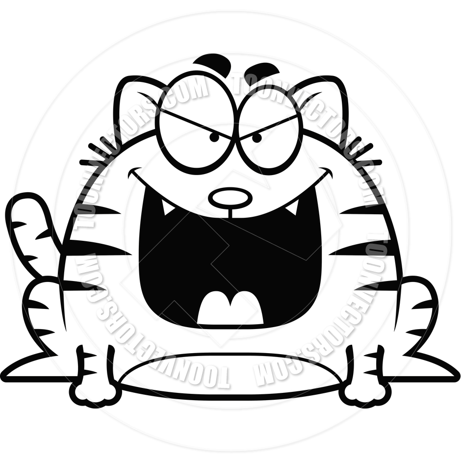 940x940 Cartoon Little Cat Evil (Black And White Line Art) By Cory Thoman