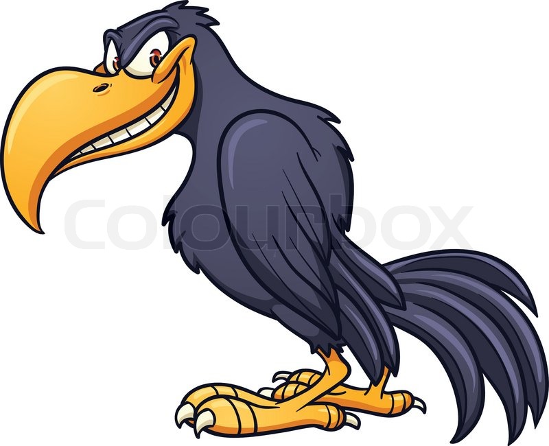 800x650 Evil Cartoon Crow. Vector Clip Art Illustration With Simple
