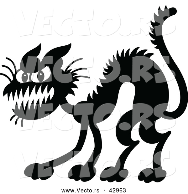 600x620 Vector Of A Evil Cartoon Black Halloween Cat