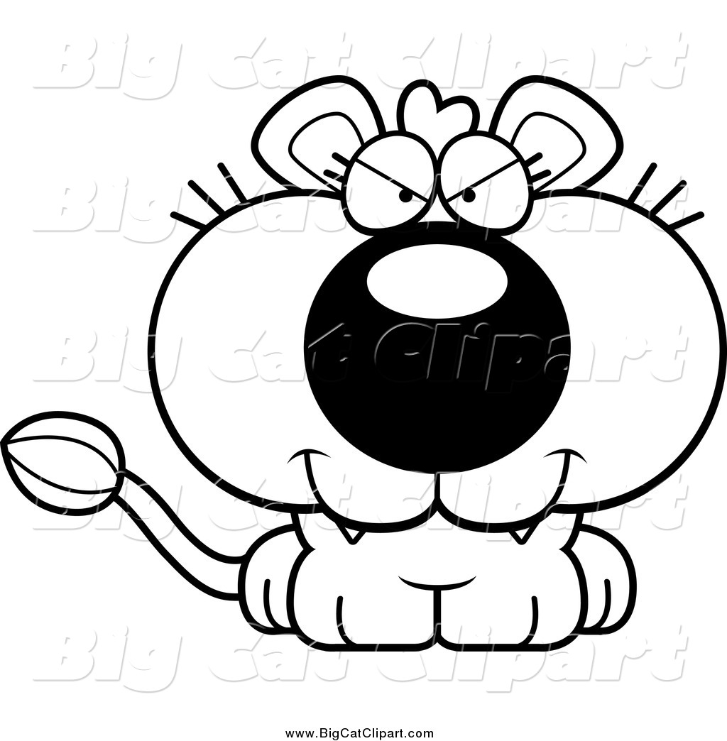 1024x1044 Big Cat Cartoon Vector Clipart Of A Black And White Evil Lioness