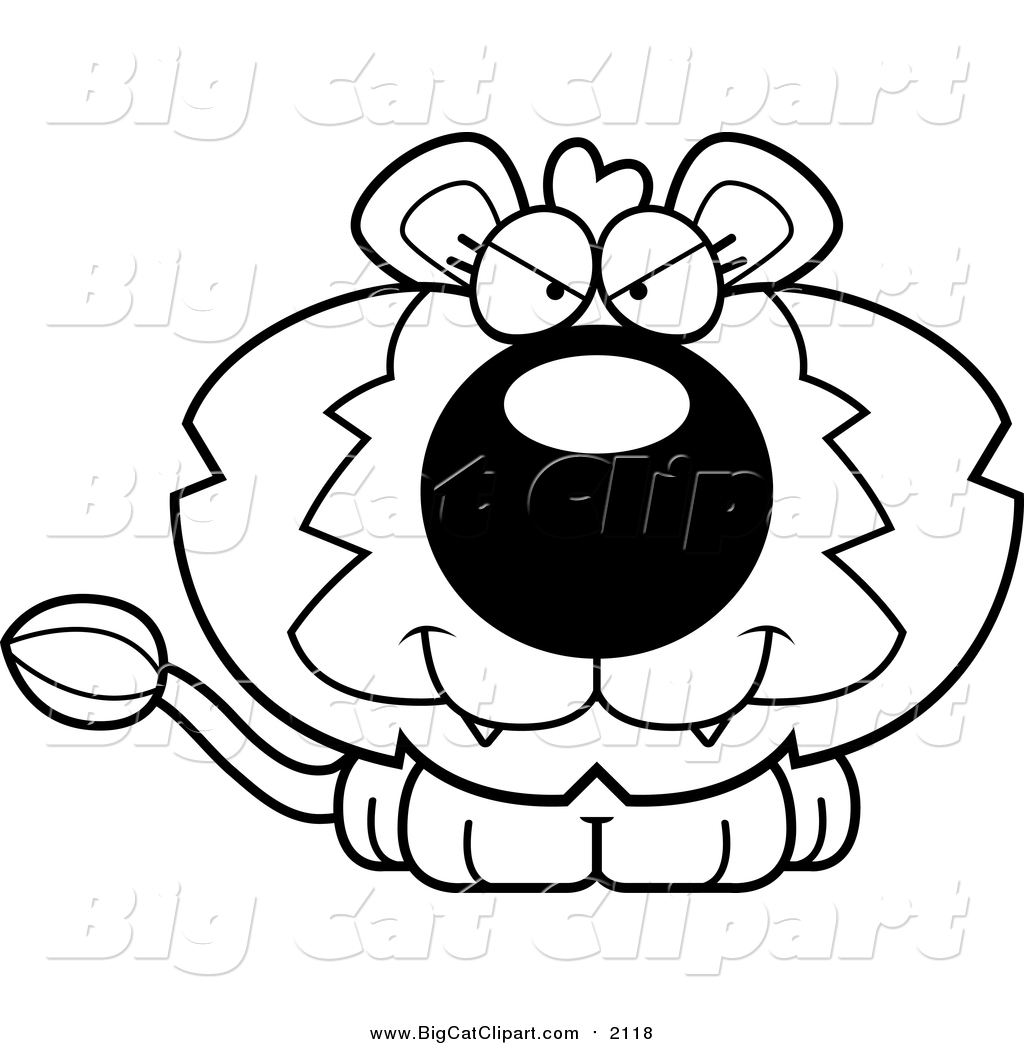 1024x1044 Big Cat Cartoon Vector Clipart Of A Black And White Lineart Cute