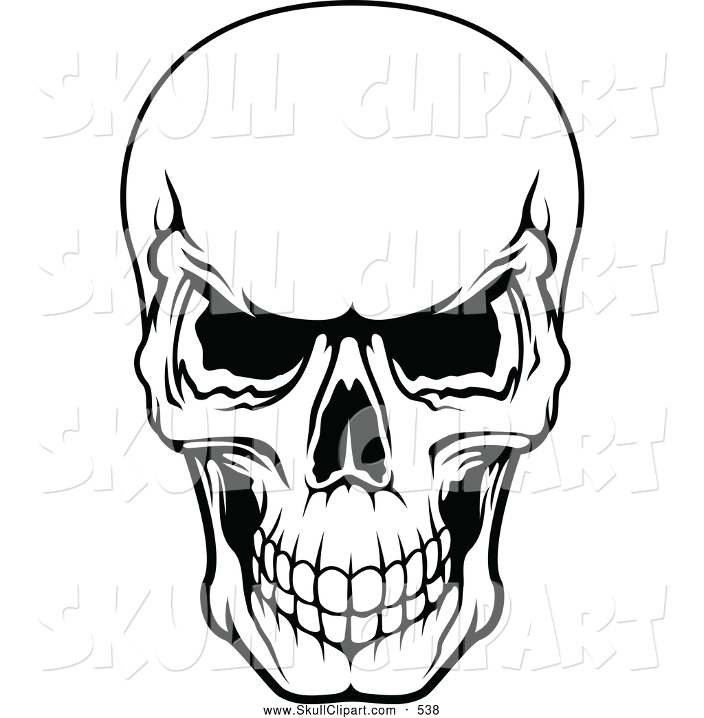 1024x1044 Vector Clip Art Of A Frightening Black And White Evil Human Skull