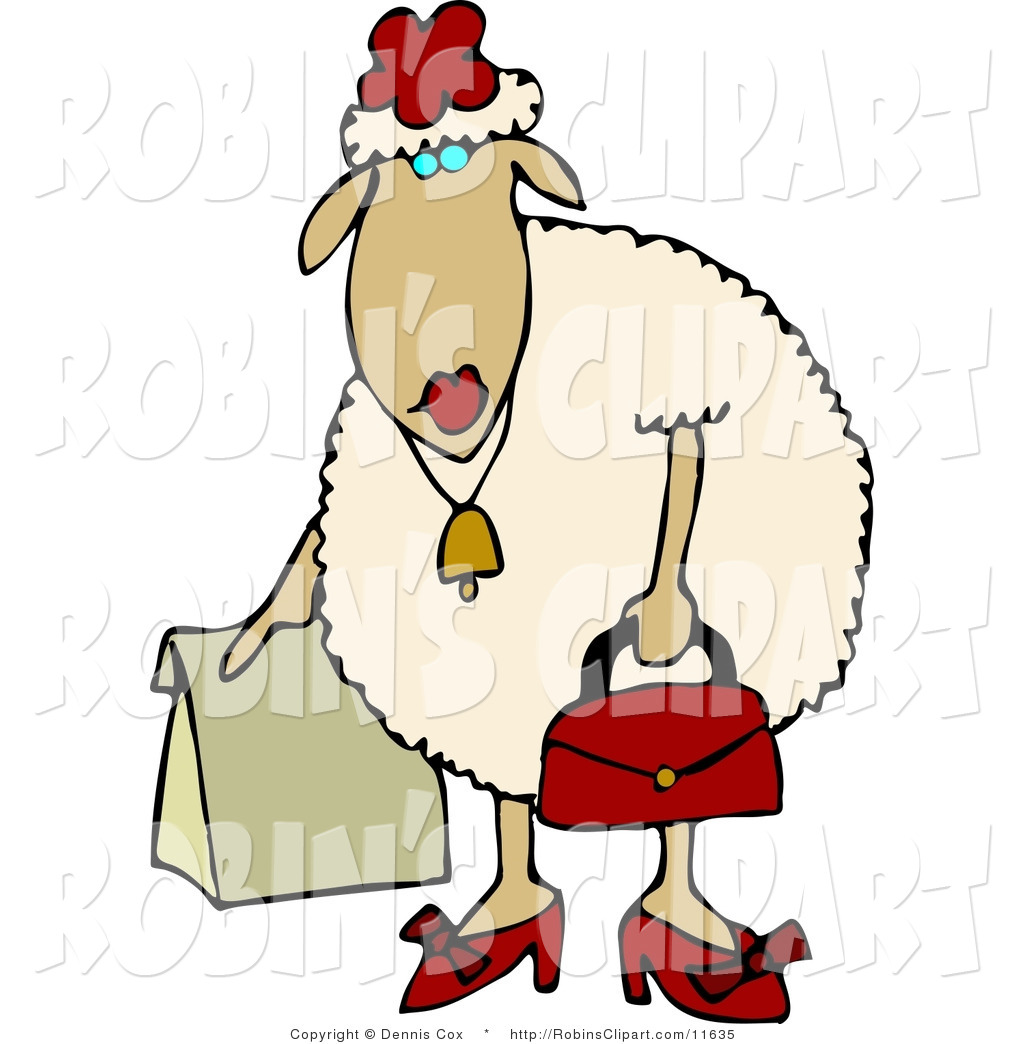 1024x1044 Clip Art Of An Anthropomorphic Female Sheep (Ewe) Shopping In