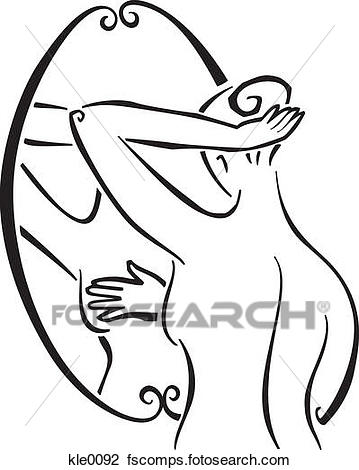 359x470 Clip Art Of A Woman Giving Herself A Breast Exam Kle0092