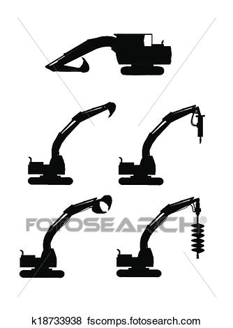 334x470 Clip Art Of Excavator Silhouette K18733938