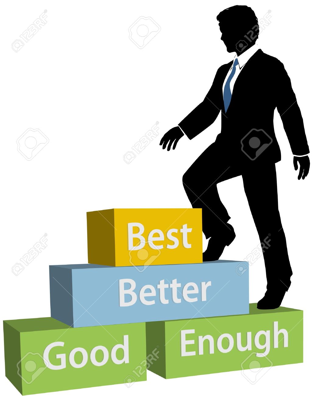 1027x1300 Business Person Climbs Up Good Better Best Promotion Steps Royalty
