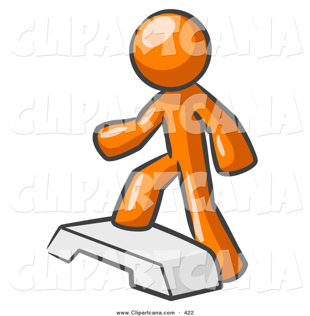 1024x1044 Vector Clip Art Of A Shiny Orange Man Doing Step Ups On