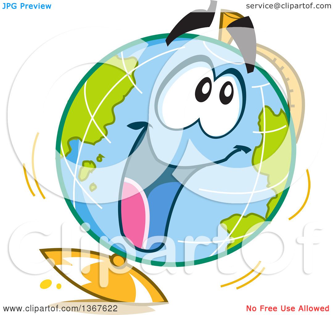 1080x1024 Clipart Of A Cartoon Excited Desk Globe Character