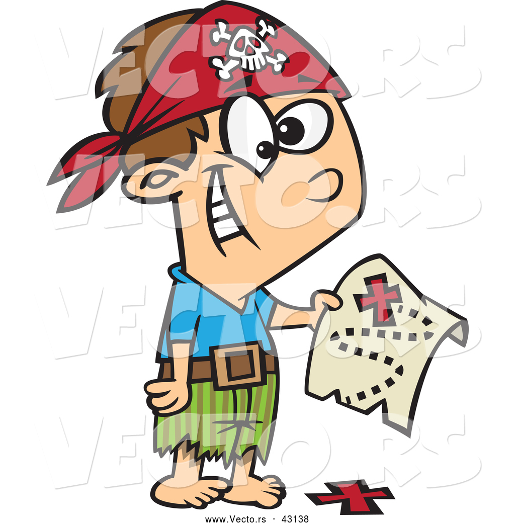 1024x1044 Vector Of A Excited Cartoon Pirate Boy Holding A Map Over The X