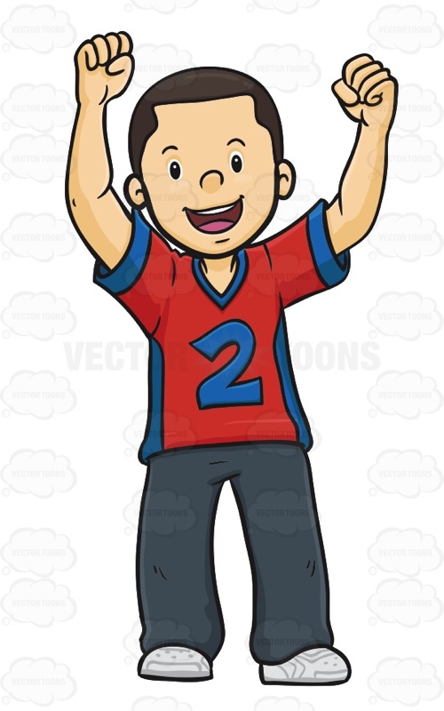 500x800 Male Sports Fan With Both Hands In The Air With Excitement Cartoon